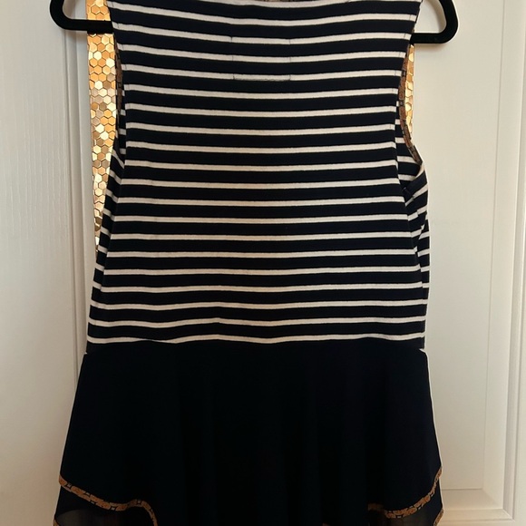 Anthropologie Postmark Navy and White Striped Top with Ruffle Detail Size Medium - Picture 4 of 10
